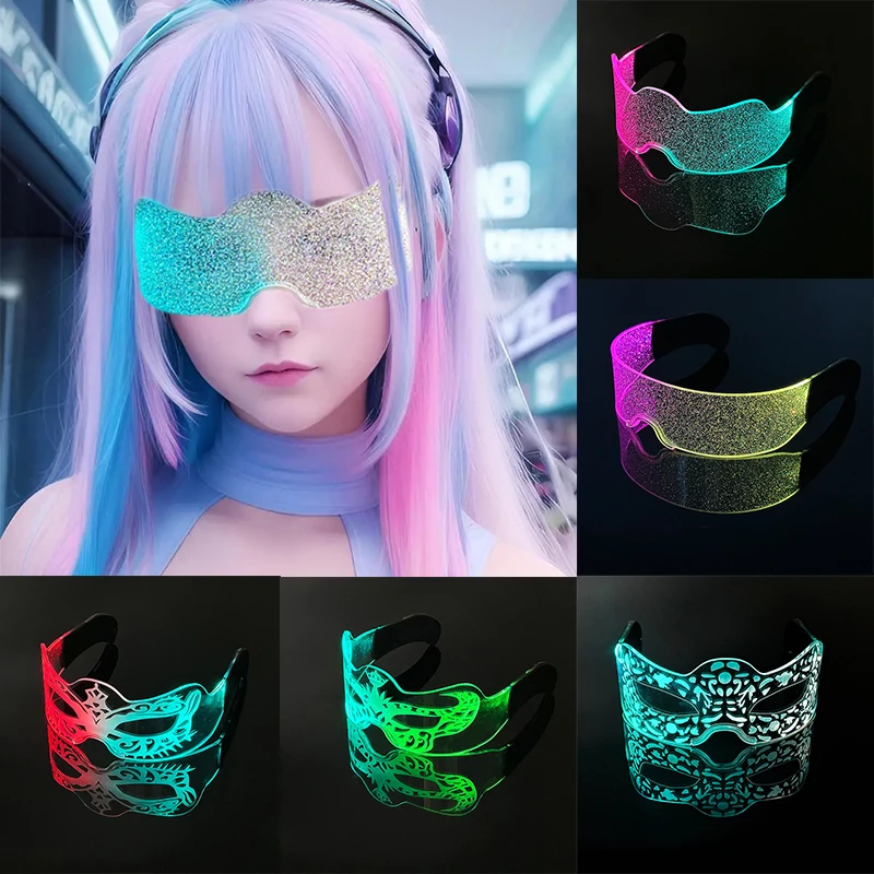 LED Masquerade Mask Halloween Light up half face mask Futuristic luminous glasses for DJ music show Accessories fashion gift
LED Masquerade Mask Halloween Light up half face mask Futuristic luminous glasses for DJ music show Accessories fashion gift