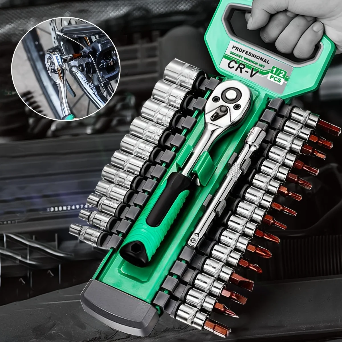 1/4 inch Ratchet Socket Wrench Set, Mechanic Tool Kit and Sockets Set with Quick Release Reversible Ratchet Handle and Extension
1/4 inch Ratchet Socket Wrench Set, Mechanic Tool Kit and Sockets Set with Quick Release Reversible Ratchet Handle and Extension