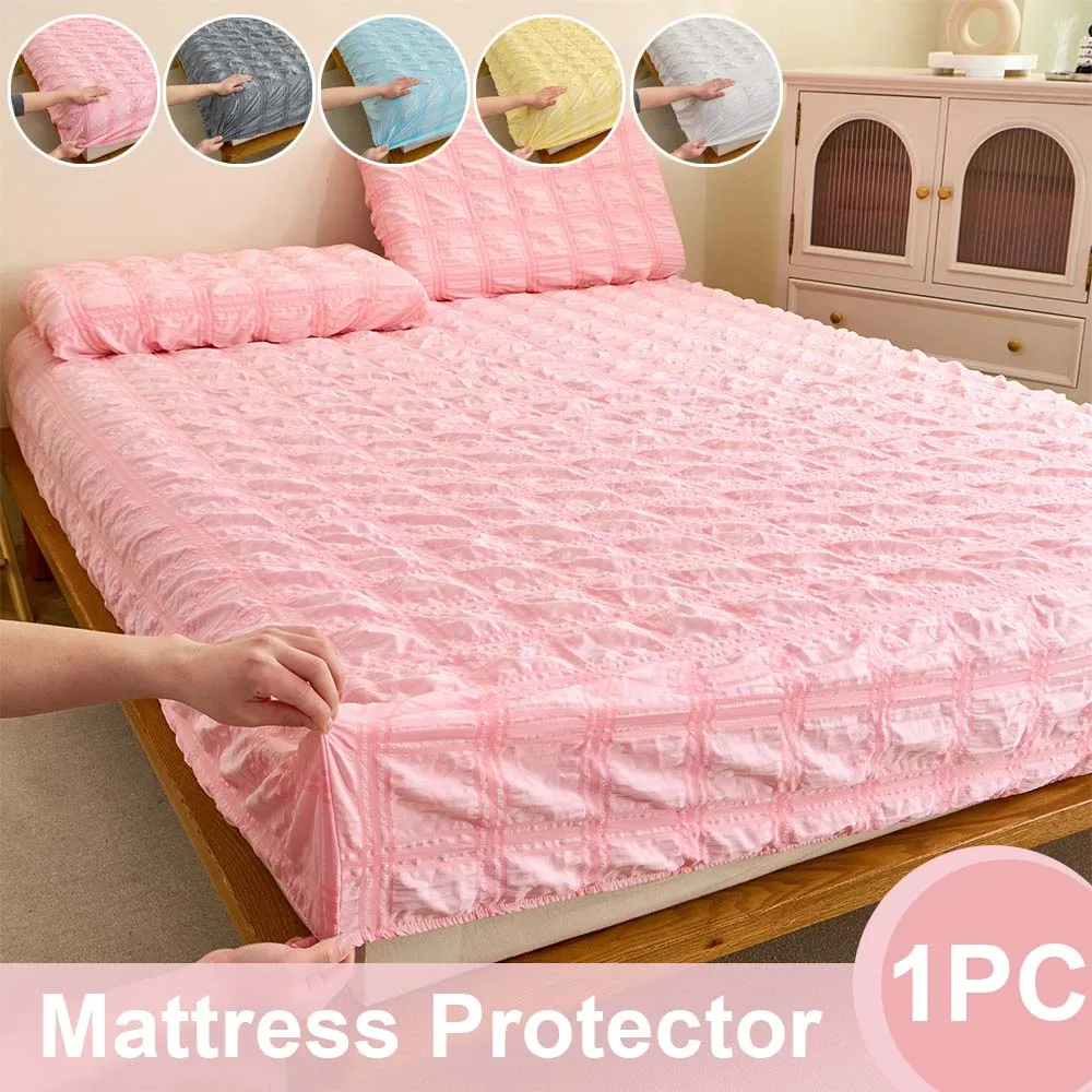 Bubble Waffle Fitted Sheet Summer Jacquard Solid Color Breathable Non-Slip Deep Pocket Mattress Covers for Double King Size Bed
Bubble Waffle Fitted Sheet Summer Jacquard Solid Color Breathable Non-Slip Deep Pocket Mattress Covers for Double King Size Bed