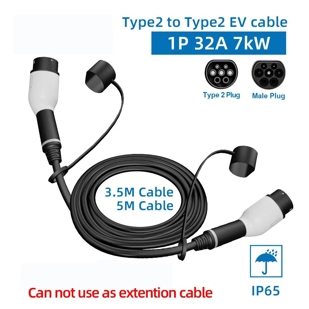 32A 7kw EV Charging Cable Type2 To Type2 Charger Cable 1Phase EV Charger Female Plug To Male Plug EVSE 3.5M 5M TPU Charge Cable
32A 7kw EV Charging Cable Type2 To Type2 Charger Cable 1Phase EV Charger Female Plug To Male Plug EVSE 3.5M 5M TPU Charge Cable