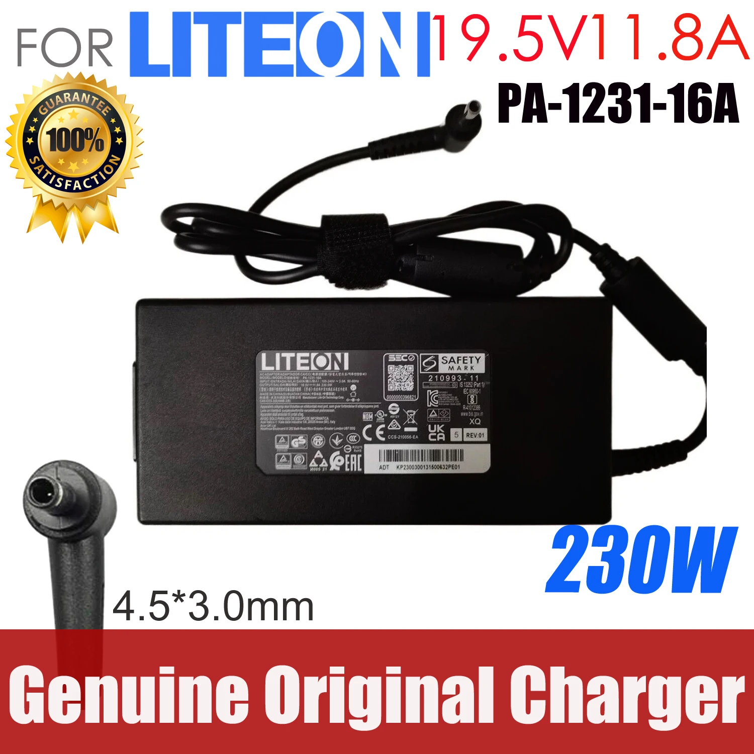 Genuine Liteon 19.5V 11.8A 230W PA-1231-16A Laptop AC Adapter Charger Power Supply 4.5*3.0mm for Gigabyte AORUS 7 X7EF RTX4060
Genuine Liteon 19.5V 11.8A 230W PA-1231-16A Laptop AC Adapter Charger Power Supply 4.5*3.0mm for Gigabyte AORUS 7 X7EF RTX4060