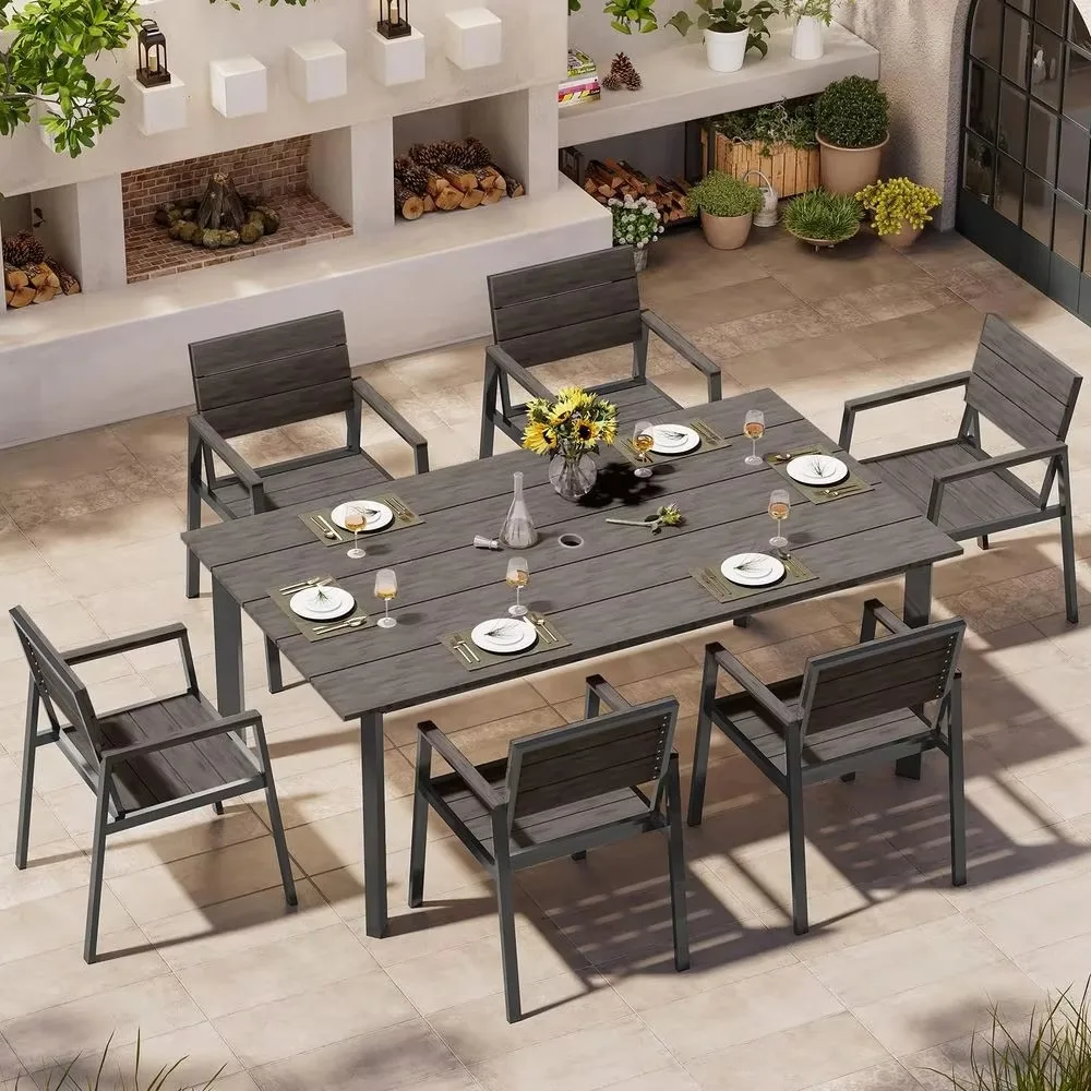 Dining Set for 6, Patio Table and Chairs Set with Umbrella Hole, 7 Pieces HDPS Aluminum Outdoor Furniture Sets for Patio, Garde
Dining Set for 6, Patio Table and Chairs Set with Umbrella Hole, 7 Pieces HDPS Aluminum Outdoor Furniture Sets for Patio, Garde