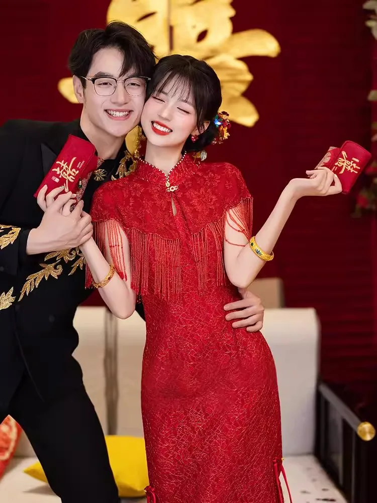 Красное свадебное платье 2026 года, новое, для церемонии возвращения невесты, с открытыми плечами, для помолвки, высококачественное, новое, китайское.
Красное свадебное платье 2026 года, новое, для церемонии возвращения невесты, с открытыми плечами, для помолвки, высококачественное, новое, китайское.