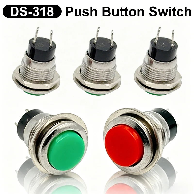 DS-318 Circular Momentary Button Switch 12MM Self Resetting Small Horn Doorbell Push Button Switch 2Pin
DS-318 Circular Momentary Button Switch 12MM Self Resetting Small Horn Doorbell Push Button Switch 2Pin