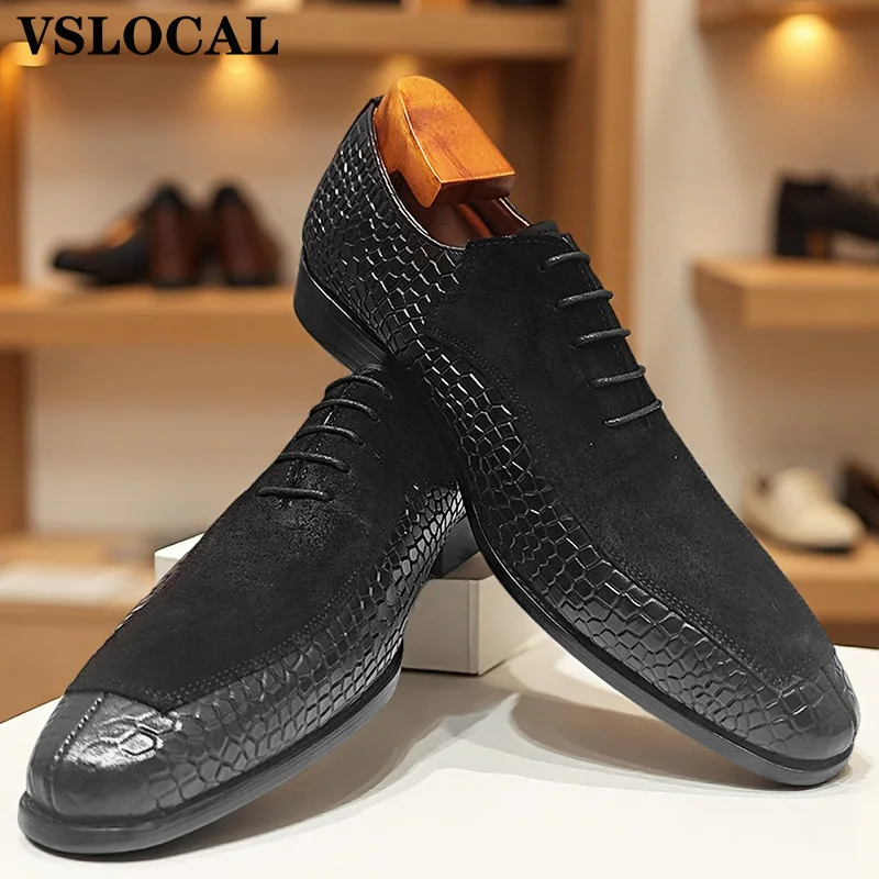 Luxury Men's Oxford Shoes Lace up Split Toe Black Coffee Mens Dress Shoes Suede Patchwork Snake Print Leather Shoes Men
Luxury Men's Oxford Shoes Lace up Split Toe Black Coffee Mens Dress Shoes Suede Patchwork Snake Print Leather Shoes Men