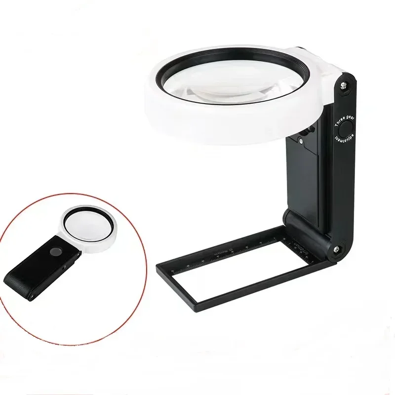 Third Hand Loupe, 6X 25X, Desktop Folding Magnifying Glass with 8 LED Lights for Reading, Antique & Jewelry Identification
Third Hand Loupe, 6X 25X, Desktop Folding Magnifying Glass with 8 LED Lights for Reading, Antique & Jewelry Identification