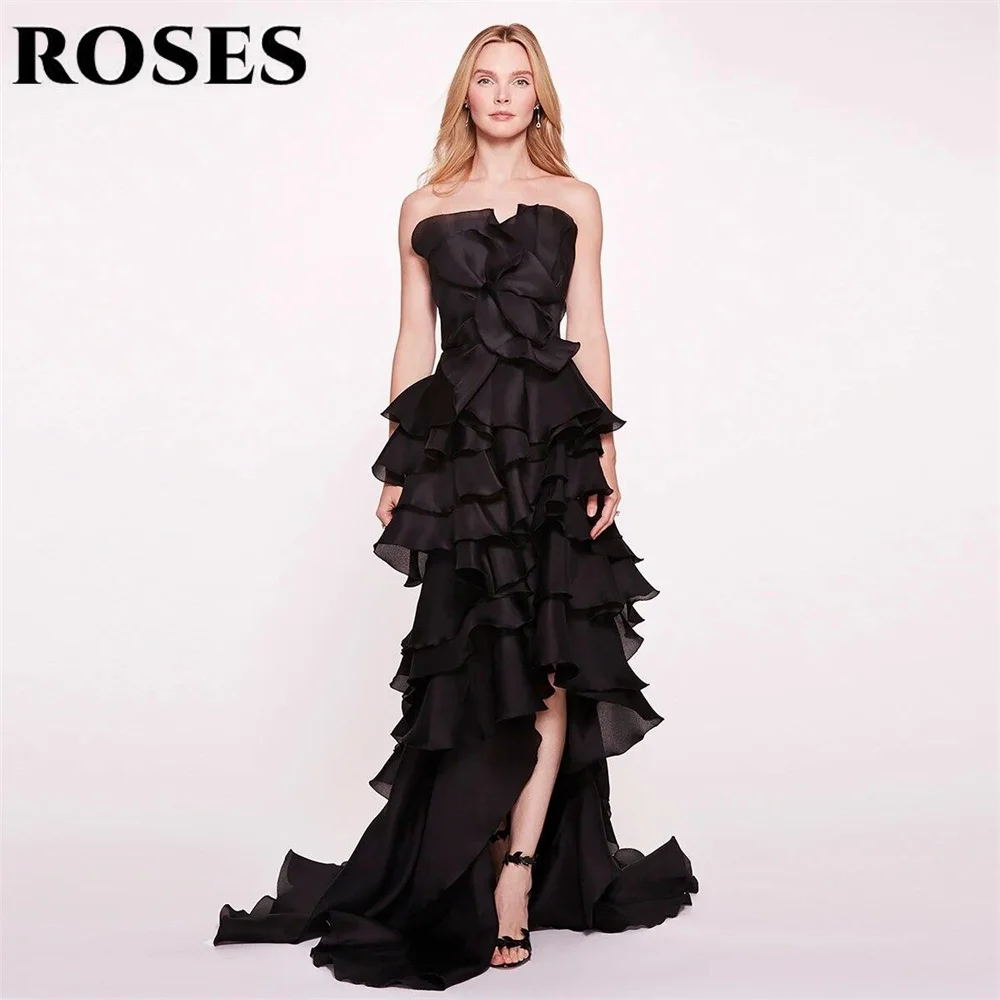 ROSES Black Strapless Prom Dress Layer Party Dress Tiered Celebrity Evening Gowns Sleeveless Wedding Party Dresses Customized
ROSES Black Strapless Prom Dress Layer Party Dress Tiered Celebrity Evening Gowns Sleeveless Wedding Party Dresses Customized