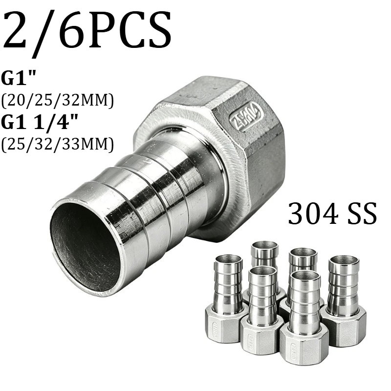 2/6PCS 304 SS Thread Pagoda Hose Fitting G1"(20/25/32MM) G1 1/4"(25/32/33MM) Water Pump Garden Irrigation Pipe Connector
2/6PCS 304 SS Thread Pagoda Hose Fitting G1"(20/25/32MM) G1 1/4"(25/32/33MM) Water Pump Garden Irrigation Pipe Connector