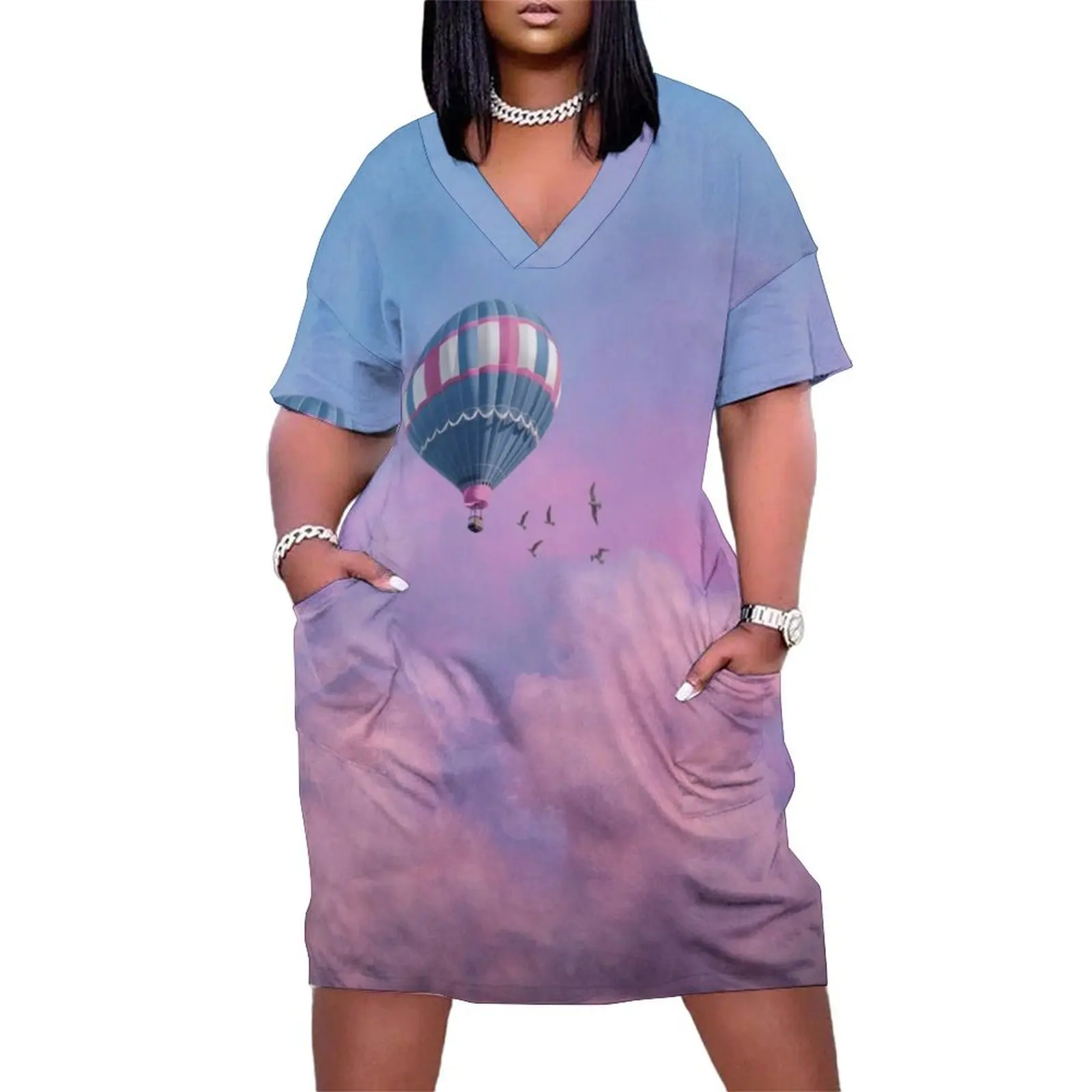 Blue and Pink Hot Air Balloon on Pastel Clouds Loose Pocket Dress dresses for women 2025 dresses for women
Blue and Pink Hot Air Balloon on Pastel Clouds Loose Pocket Dress dresses for women 2025 dresses for women