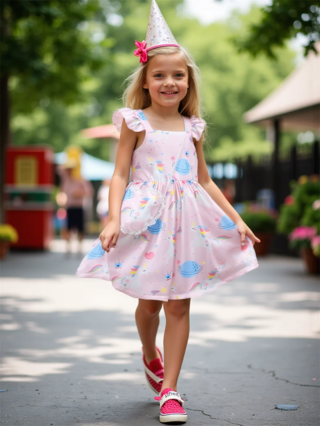 Children Girls' Summer Dress Pink Unicorn Printed Fashion Dress Mini Bag Set for 4-7 Years Girls' Summer Cartoon Dress
Children Girls' Summer Dress Pink Unicorn Printed Fashion Dress Mini Bag Set for 4-7 Years Girls' Summer Cartoon Dress
