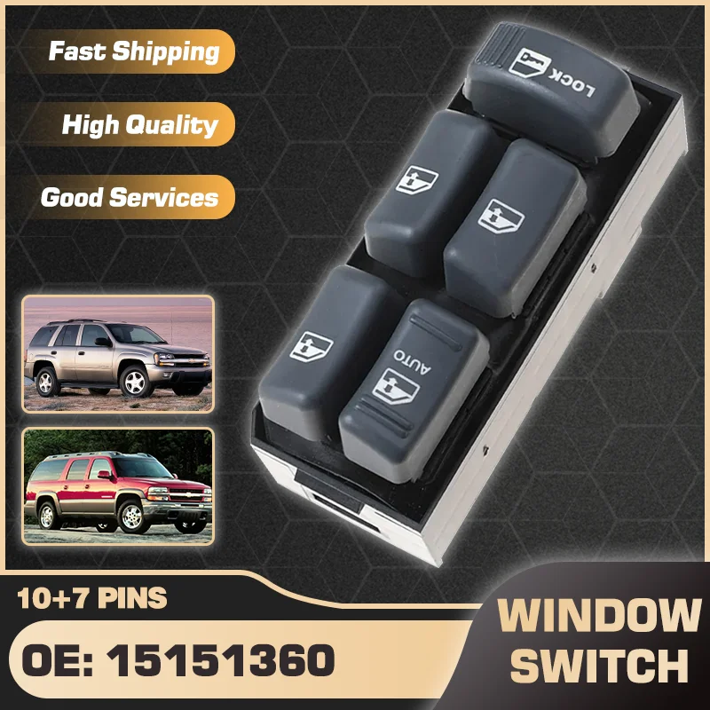 For Chevrolet Blazer Chevy Suburban MK8 GMC Holden Suburban 1995-2000 Electric Power Car Window Master Switch 15151360 10+7 Pins
For Chevrolet Blazer Chevy Suburban MK8 GMC Holden Suburban 1995-2000 Electric Power Car Window Master Switch 15151360 10+7 Pins