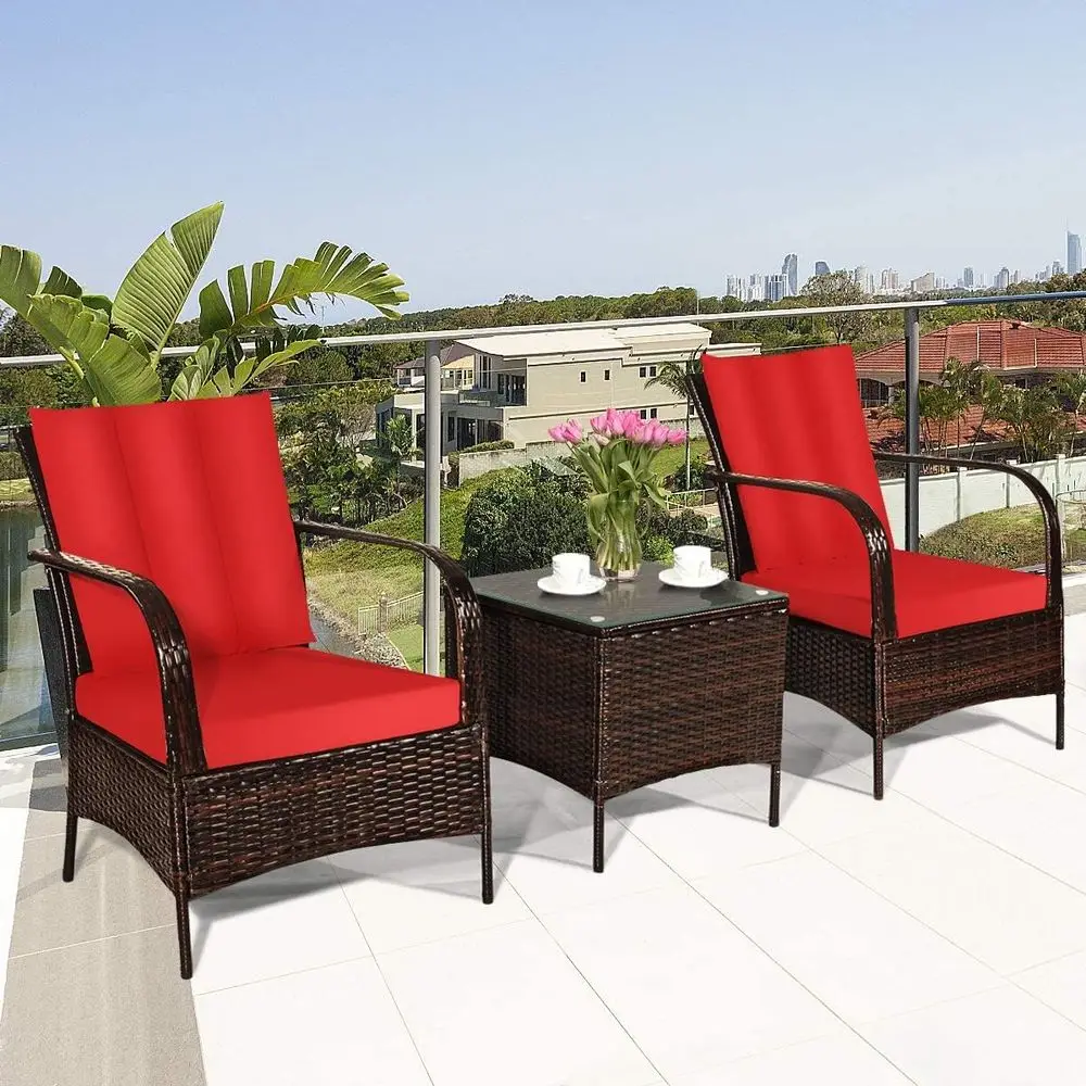 3-Piece Patio Contion Set Outdoor Rattan Wicker urniture Set with Coee Table, PE Wicker Soa Set with Sot Cushion & Back Pillow o
3-Piece Patio Contion Set Outdoor Rattan Wicker urniture Set with Coee Table, PE Wicker Soa Set with Sot Cushion & Back Pillow o