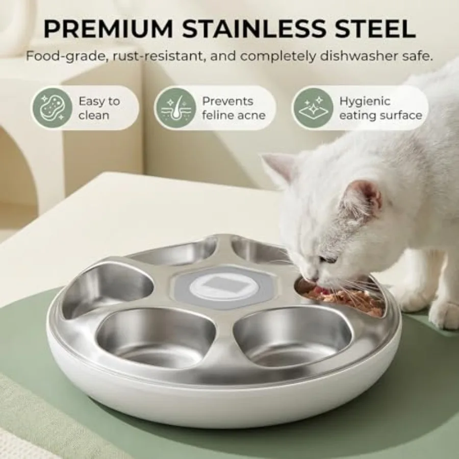 Automatic Cat Feeder for Wet Food with Stainless Steel Tray, Gray, 6 Meals Rechargeable Dispenser with 2 Ice Packs for Cats and
Automatic Cat Feeder for Wet Food with Stainless Steel Tray, Gray, 6 Meals Rechargeable Dispenser with 2 Ice Packs for Cats and