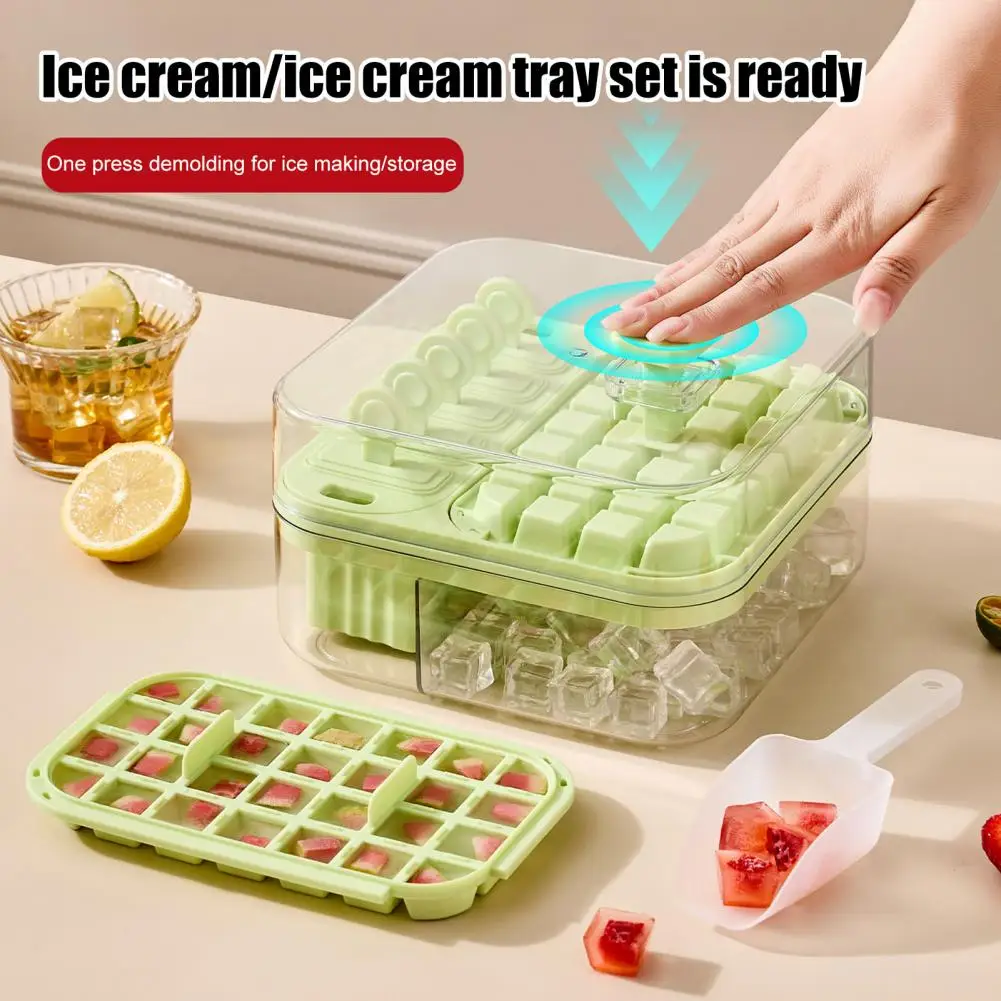 Ice Cube Mold with Lid Ice Storage Box 2-in-1 Ice Cube Tray with Lid Easy Push Release Mold for Diy Popsicles Leakproof Freezer
Ice Cube Mold with Lid Ice Storage Box 2-in-1 Ice Cube Tray with Lid Easy Push Release Mold for Diy Popsicles Leakproof Freezer