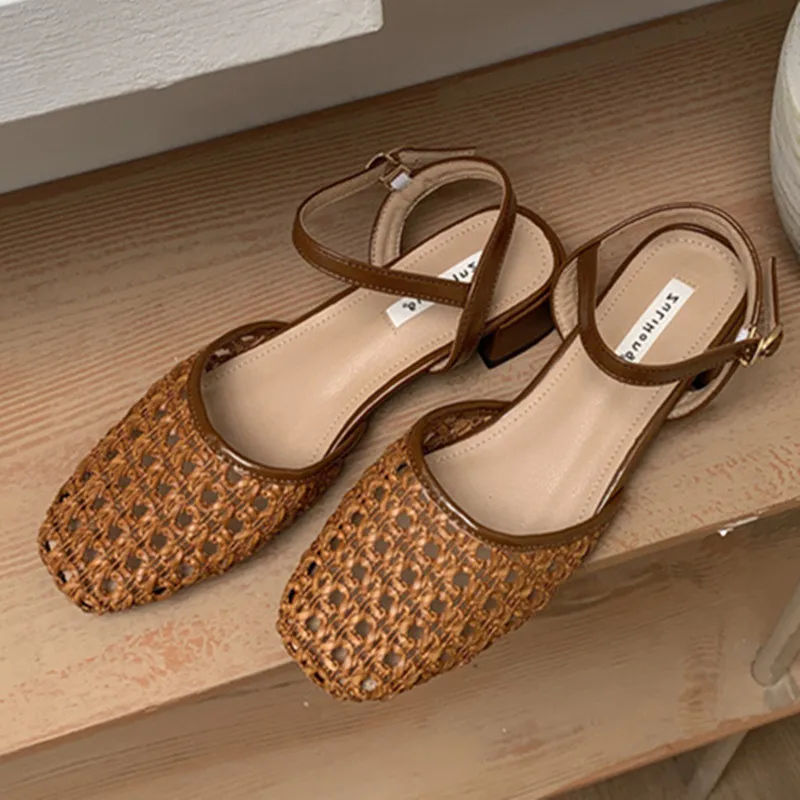 Vintage Woven Hollow Sandals Women Fashion Round Toe Ankle Strap Buckle Casual Shoes Elegant Comfortable Sandalias De Mujer
Vintage Woven Hollow Sandals Women Fashion Round Toe Ankle Strap Buckle Casual Shoes Elegant Comfortable Sandalias De Mujer