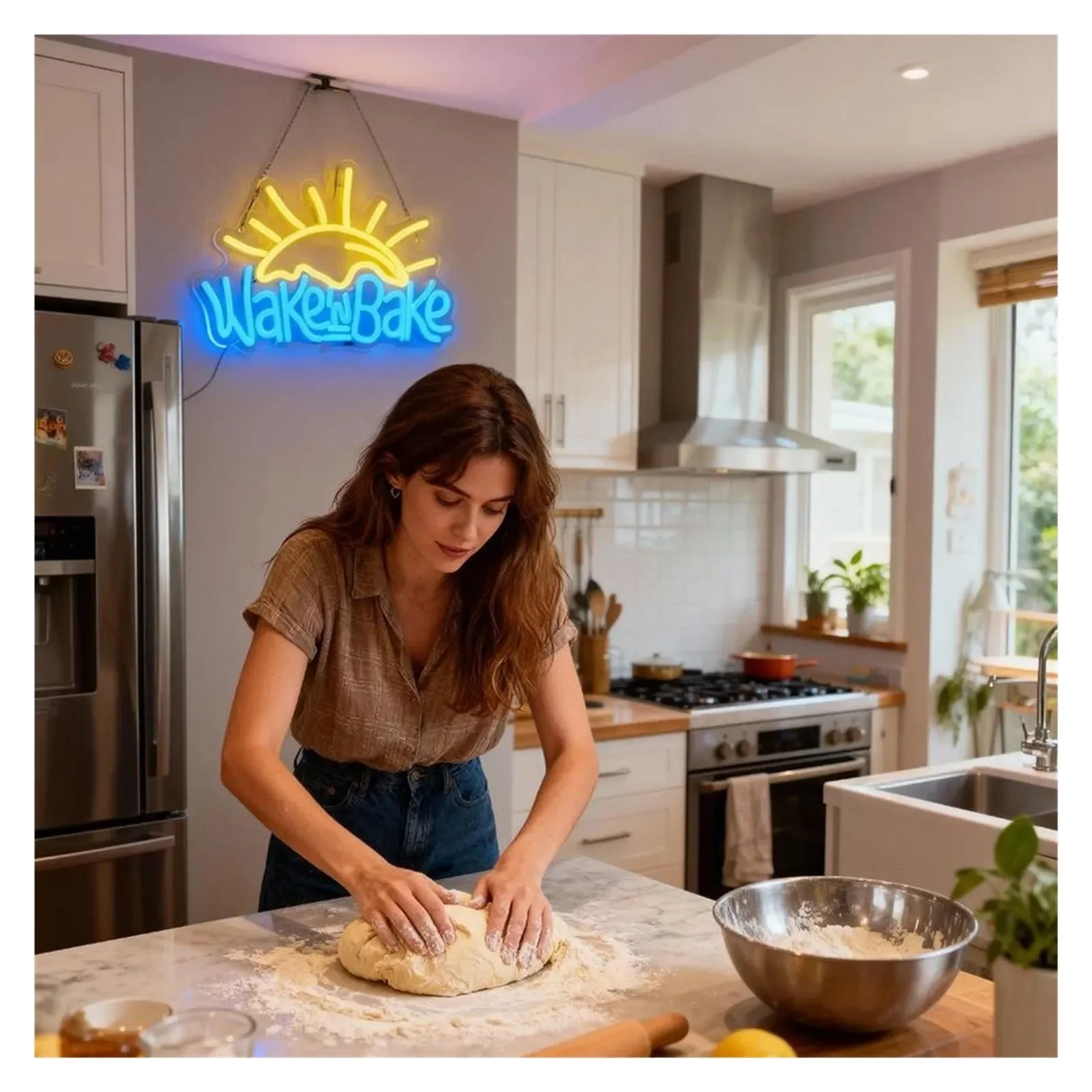 Wake in Bake Neon Signs for Wall Decor, USB Neon Light Letter Bakeing Neon Sign for Bedroom Home Kitchen Cake Baking Shops Cafes
Wake in Bake Neon Signs for Wall Decor, USB Neon Light Letter Bakeing Neon Sign for Bedroom Home Kitchen Cake Baking Shops Cafes