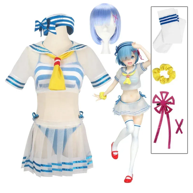 Illustration Re:Life In A Different World From Zero Rem Cosplay Costume Girl Wig Sailor Suit Cute Swimsuit Top Skirt Costumes
Illustration Re:Life In A Different World From Zero Rem Cosplay Costume Girl Wig Sailor Suit Cute Swimsuit Top Skirt Costumes