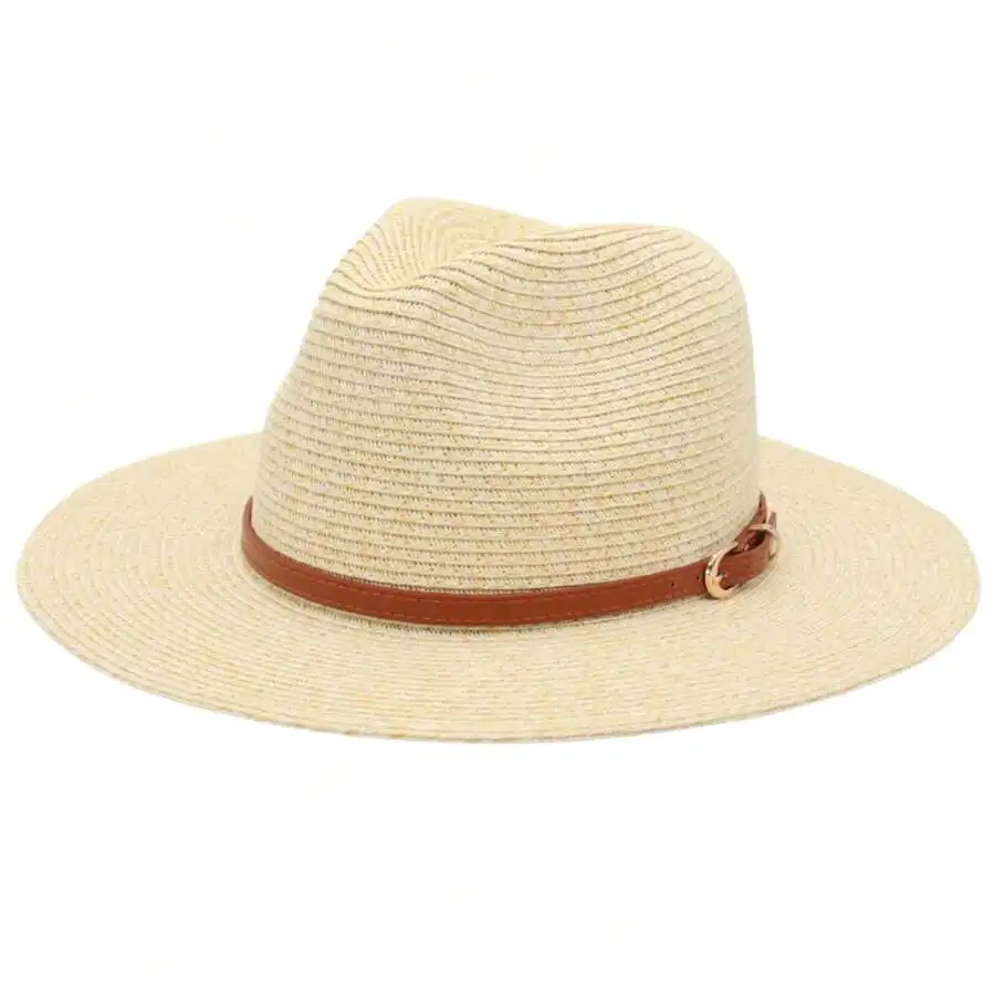 Womens Panama Straw Hat With Brown Leather Strap For Beach Outdoor Sun Protection
Womens Panama Straw Hat With Brown Leather Strap For Beach Outdoor Sun Protection