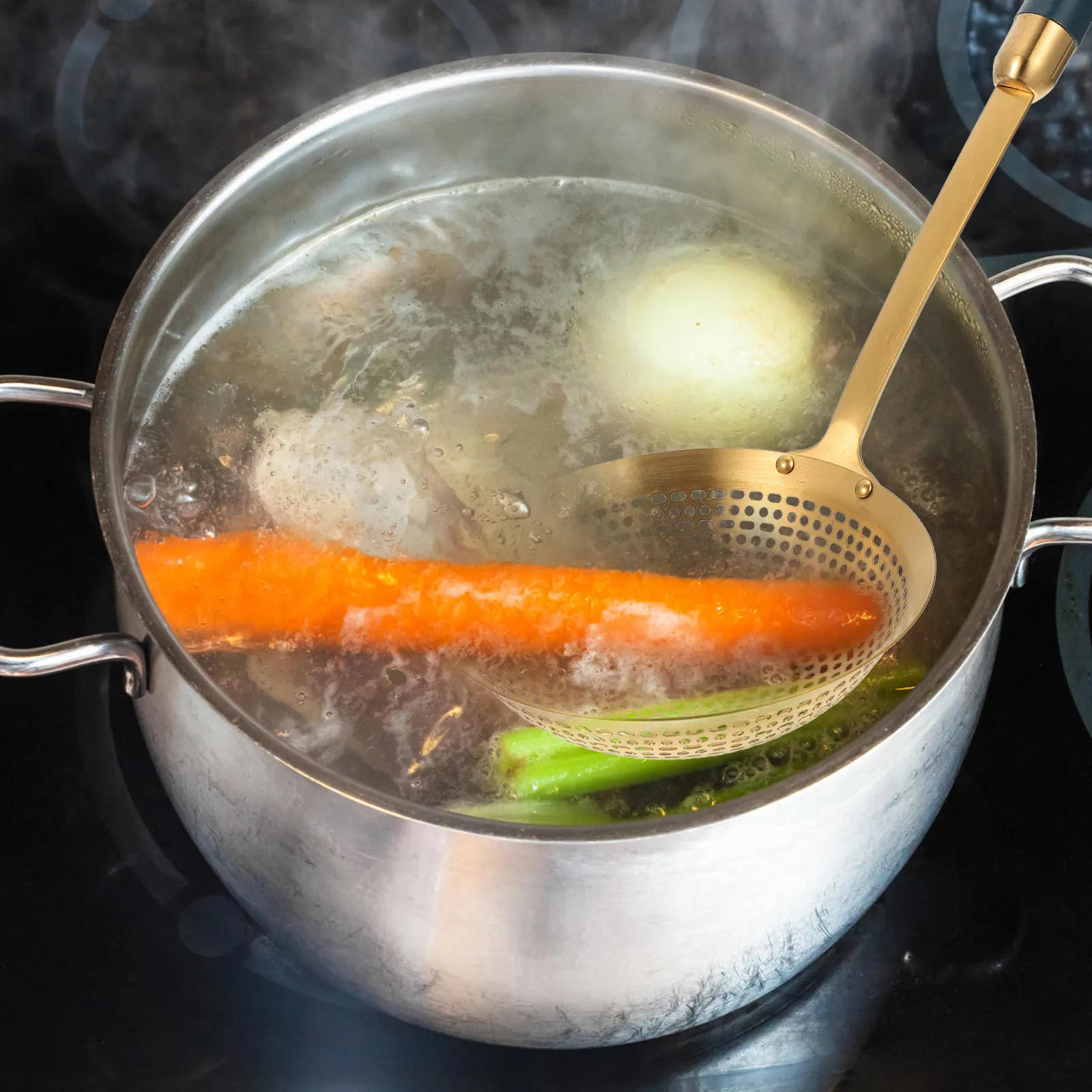 1Pcs Stainless Steel Gold Plated Hot Pot Skimmer Cooking Strainer Skimmer Spoon Kitchen Utensil Frying Tool Heat Resistant
1Pcs Stainless Steel Gold Plated Hot Pot Skimmer Cooking Strainer Skimmer Spoon Kitchen Utensil Frying Tool Heat Resistant