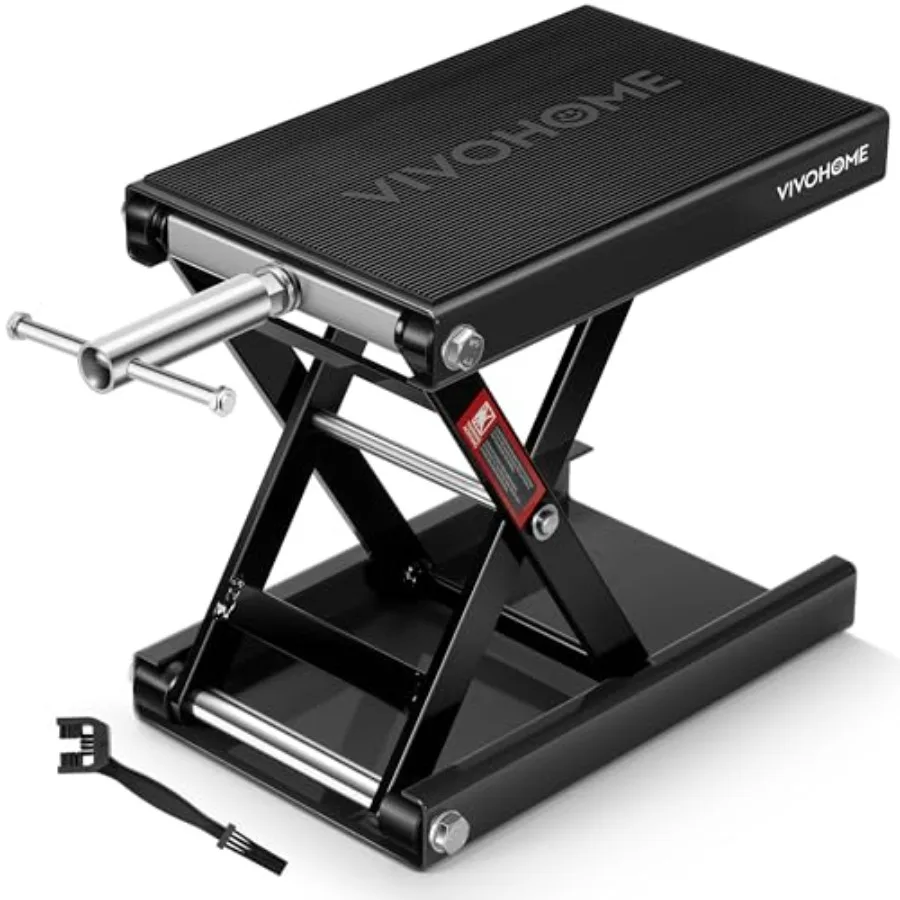 Motorcycle lift scissor jack for cruiser, dirt bike, ATV use; steel construction; black; 1100 LBS capacity, wide deck, height a
Motorcycle lift scissor jack for cruiser, dirt bike, ATV use; steel construction; black; 1100 LBS capacity, wide deck, height a