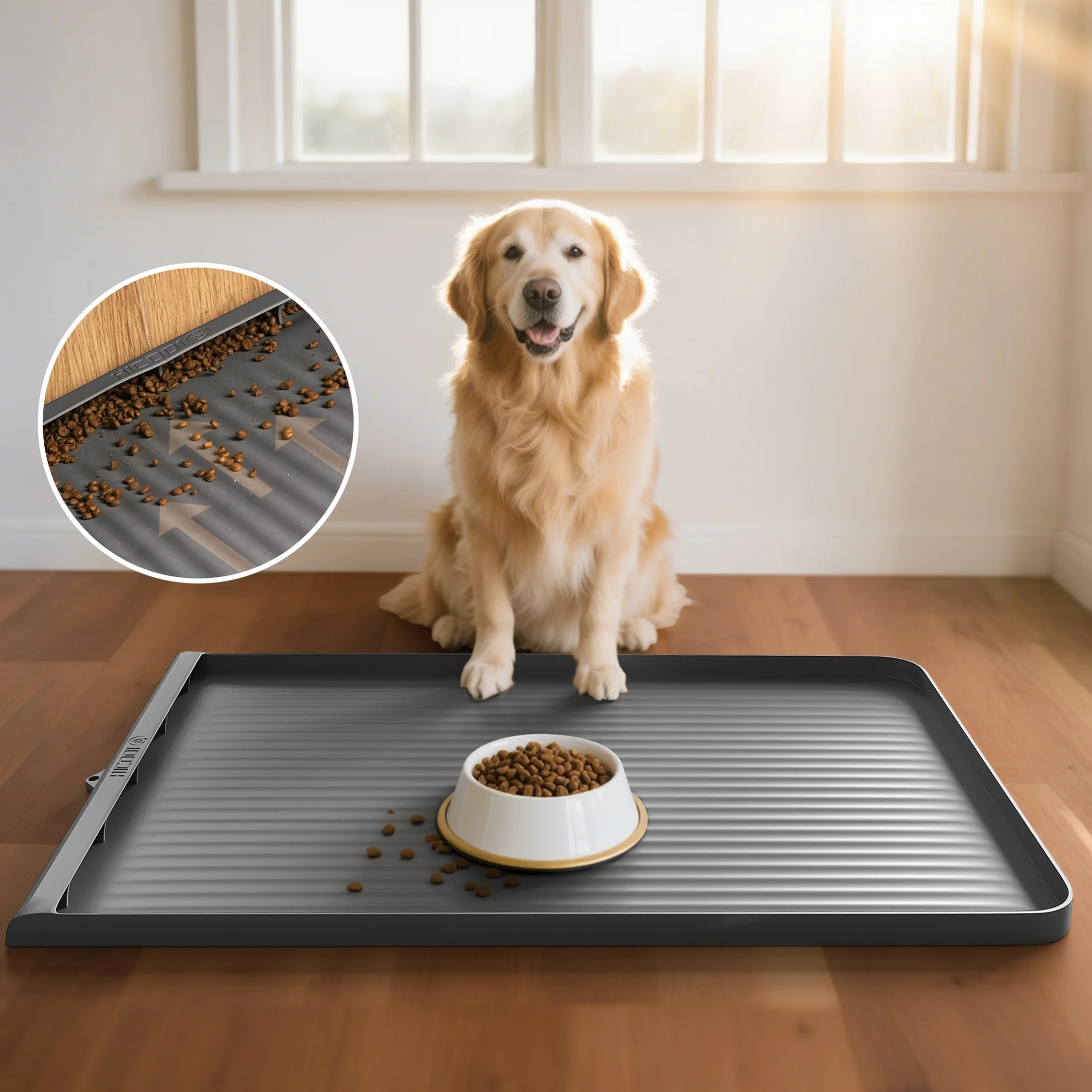 Dog for food Mat 36"x24", Waterproof Pet Feeding Mat With Diversion Grooves And Raised Edges, Large Non-Slip Dog Bowl Mat For Food And Water, Cat for food Mat For Floors, Easy To Clean, Grey
Dog for food Mat 36"x24", Waterproof Pet Feeding Mat With Diversion Grooves And Raised Edges, Large Non-Slip Dog Bowl Mat For Food And Water, Cat for food Mat For Floors, Easy To Clean, Grey