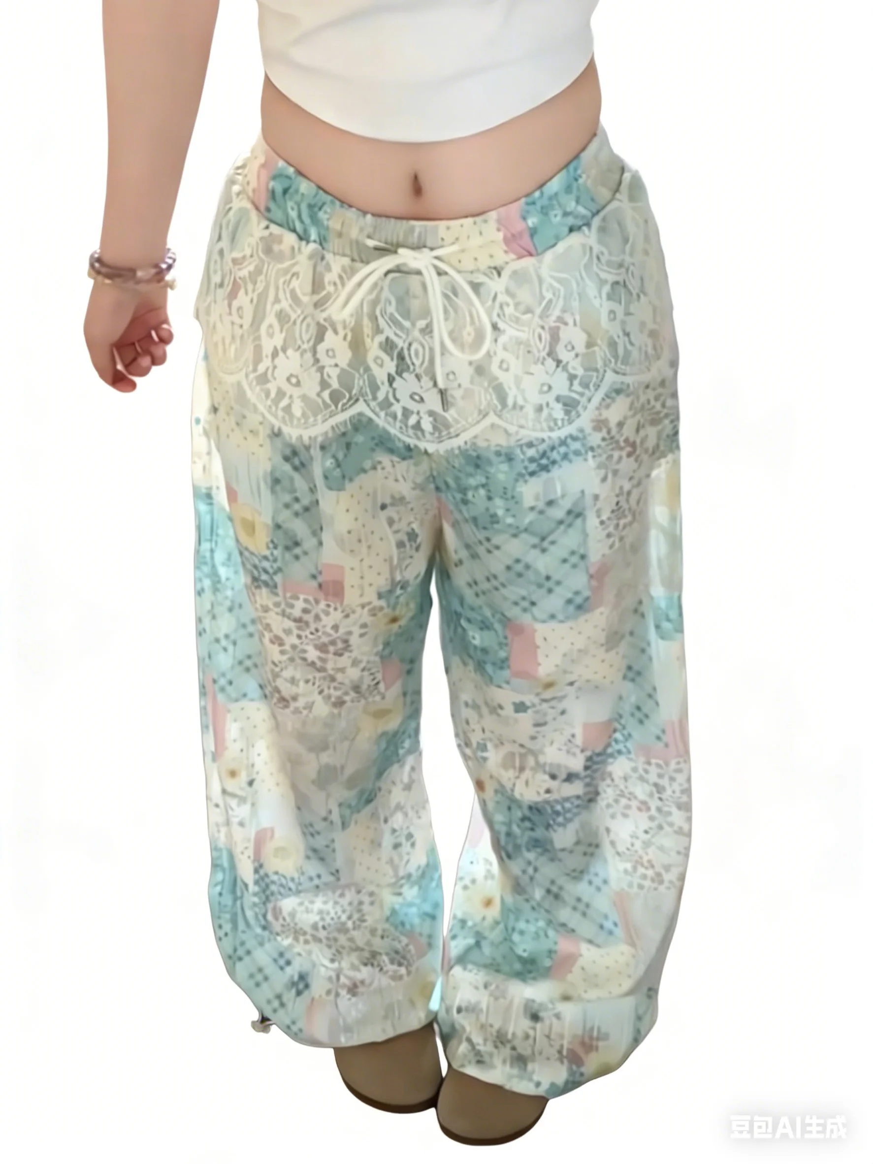 Chic Boho Cottagecore Wide-Leg Pants Drawstring Lace Trim Patchwork Floral Print Casual Summer Trousers Sweet Girls Sports Japan
Chic Boho Cottagecore Wide-Leg Pants Drawstring Lace Trim Patchwork Floral Print Casual Summer Trousers Sweet Girls Sports Japan