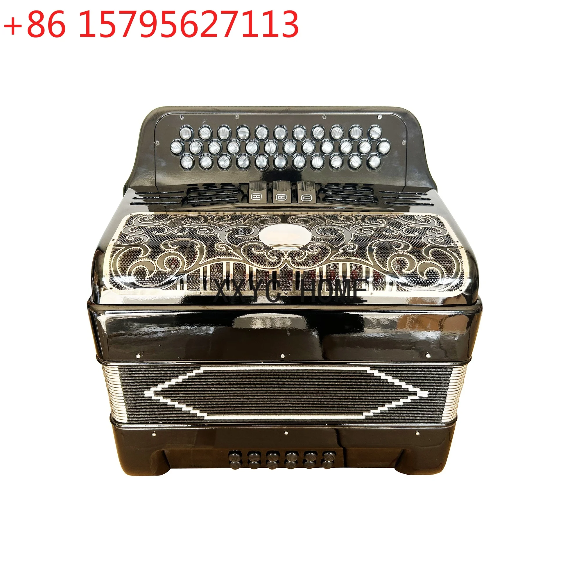 2023 Hot 34 Button 12 Bass 3 Range Shiny Black Black and Gold Grille Accordion Instrument
2023 Hot 34 Button 12 Bass 3 Range Shiny Black Black and Gold Grille Accordion Instrument