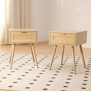 Rattan Nightstand Set o 2, Boho Side Table with Der, Century ern, End Table with Wood Legs or Bedroom, Dorm and Small Spaces
Rattan Nightstand Set o 2, Boho Side Table with Der, Century ern, End Table with Wood Legs or Bedroom, Dorm and Small Spaces