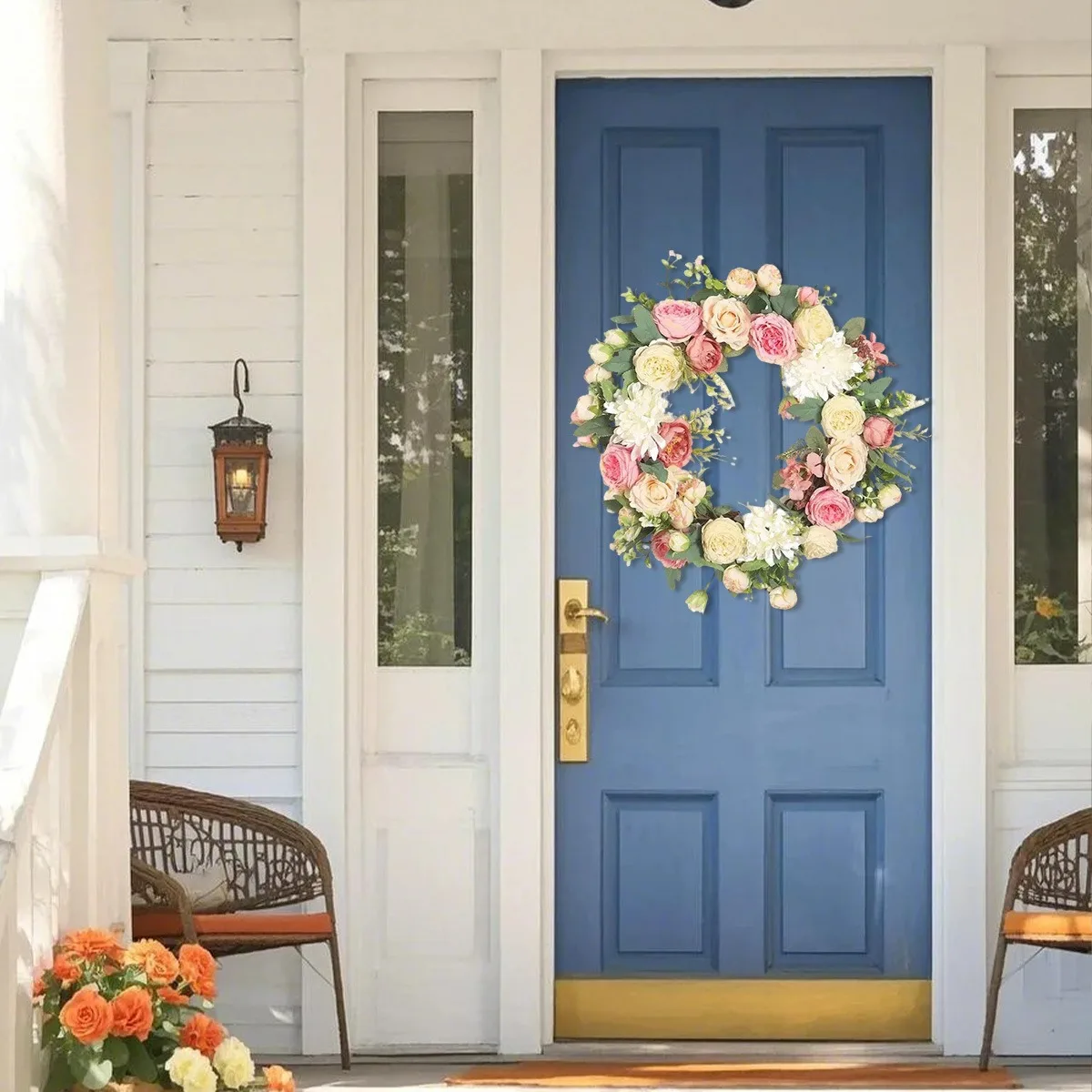 Spring Wreaths for Front Door, 15.7" Artificial Rose Peony Flower Camellia Buds Wreath Spring Summer Door Wreath with
Spring Wreaths for Front Door, 15.7" Artificial Rose Peony Flower Camellia Buds Wreath Spring Summer Door Wreath with