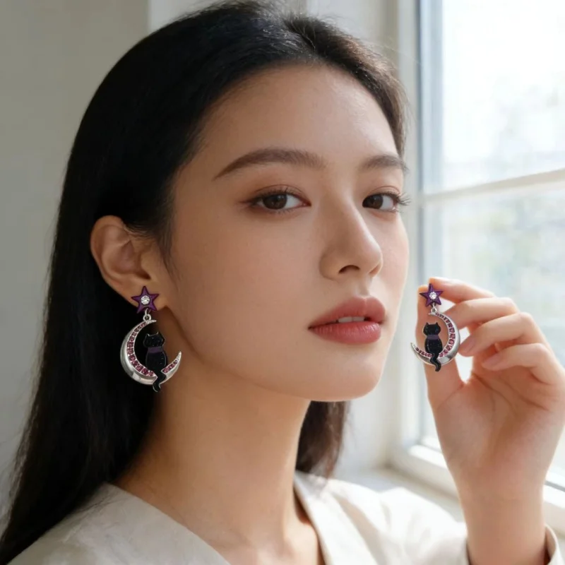 Fashion Colorful Cat Moon Alloy Pendant Earrings Elegant Women's Daily Party Accessory Unique Jewelry
Fashion Colorful Cat Moon Alloy Pendant Earrings Elegant Women's Daily Party Accessory Unique Jewelry
