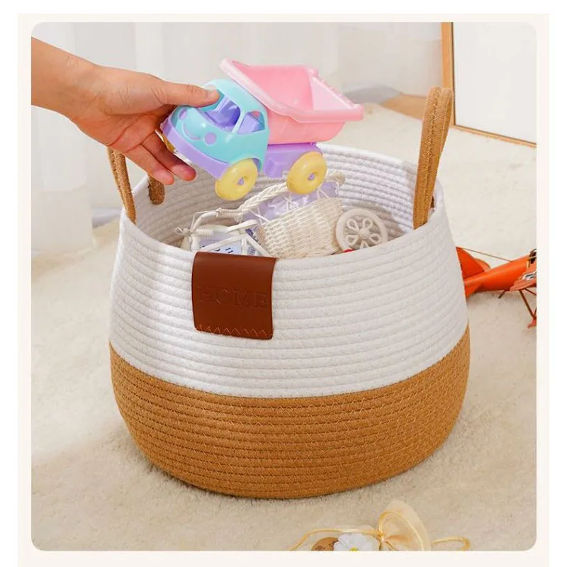 Cotton Rope Dirty Clothes Basket, Household Dirty Clothes Storage Basket, Woven Toy Storage Bucket 
Cotton Rope Dirty Clothes Basket, Household Dirty Clothes Storage Basket, Woven Toy Storage Bucket