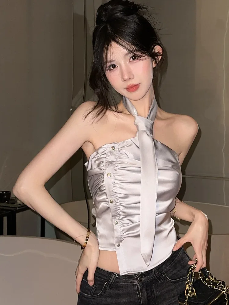 Sexy Spicy Girl Style Sleeveless Vest Tube Top Women's Summer New Design Folded Slimming Top Korean Style Commute Wind
Sexy Spicy Girl Style Sleeveless Vest Tube Top Women's Summer New Design Folded Slimming Top Korean Style Commute Wind