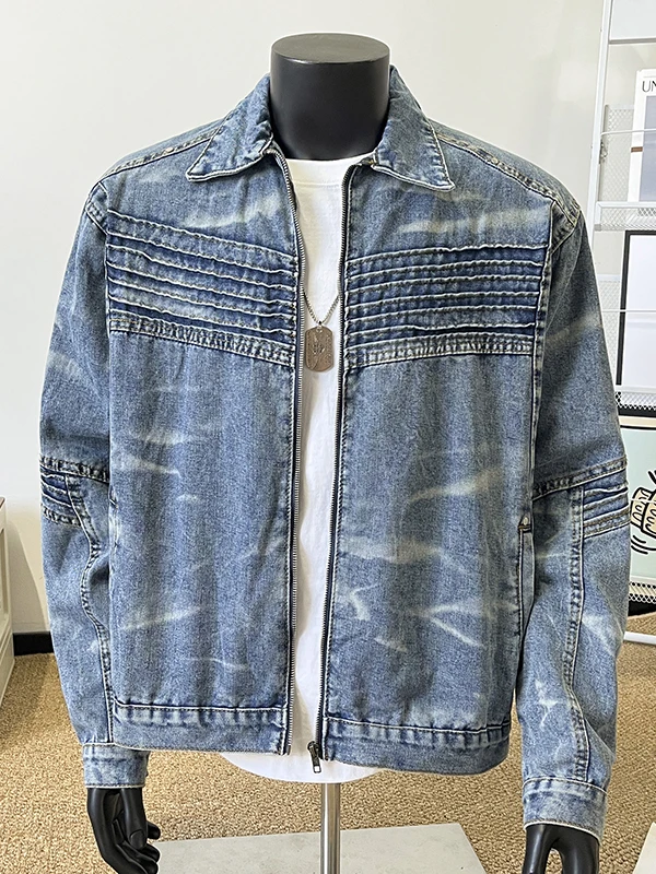 Cleanfit Men's Denim Jaet Zipper Collar Pred Pleat Design Trendy American Sle Autumn Faionable Long Sve Top
Cleanfit Men's Denim Jaet Zipper Collar Pred Pleat Design Trendy American Sle Autumn Faionable Long Sve Top
