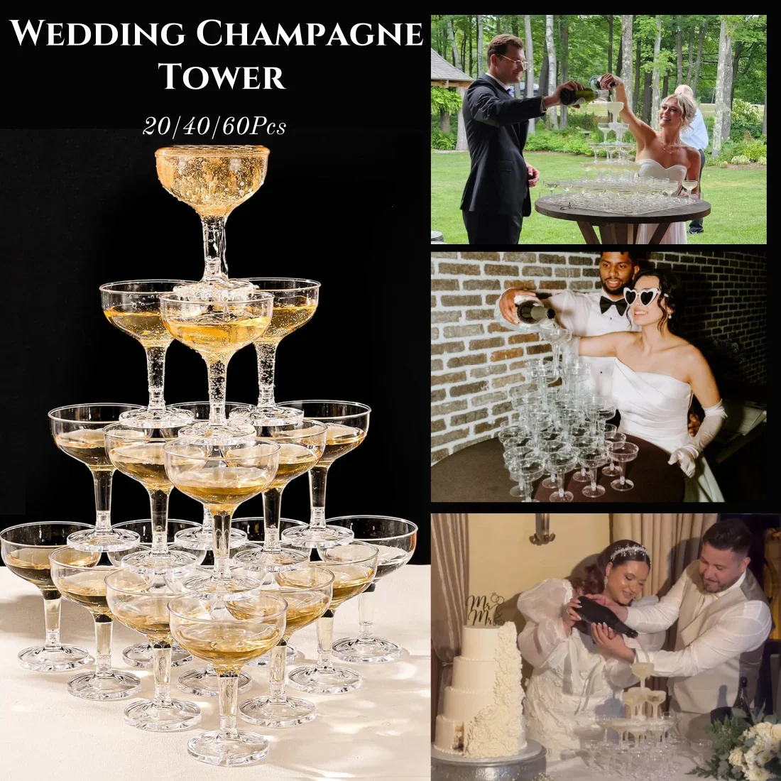 20/40/60Pcs Wedding Champagne Coupe Glasses 5 oz Plastic Champagne Tower Disposable Champagne Cups for Wedding Birthday Party
20/40/60Pcs Wedding Champagne Coupe Glasses 5 oz Plastic Champagne Tower Disposable Champagne Cups for Wedding Birthday Party
