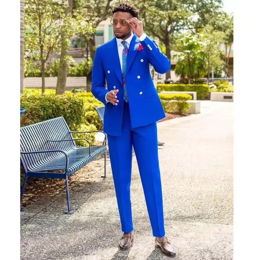 Luxury Royal Blue Men Suits Double Breasted Blazer Peaked Lapel Casual Daily Wedding Costume Homme 2 Piece Jacket Pants Set 2025
Luxury Royal Blue Men Suits Double Breasted Blazer Peaked Lapel Casual Daily Wedding Costume Homme 2 Piece Jacket Pants Set 2025