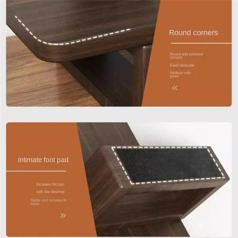 Computer Monitor Stand - Rubber Wood Desktop Base, Black Walnut Finish, Screen Storage Support
Computer Monitor Stand - Rubber Wood Desktop Base, Black Walnut Finish, Screen Storage Support