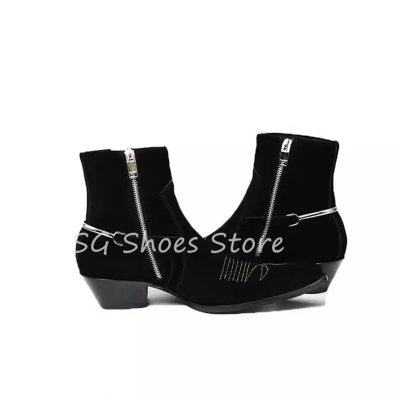 Embroidery Genuine Leather Men's Chelsea Boots Pointed Toe Chunky Heel Zip Mid-Calf Boots Male Western Designer Cowboy Boots
Embroidery Genuine Leather Men's Chelsea Boots Pointed Toe Chunky Heel Zip Mid-Calf Boots Male Western Designer Cowboy Boots