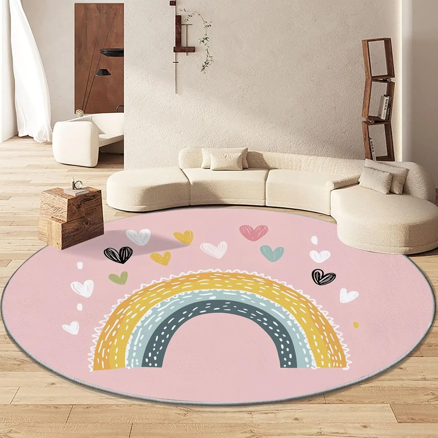 Dreamy Rainbow Print Round Rug, Cartoon Style Bohemian Washable Circular Carpet Runner - Non Slip Circle Area Rug Absorbent Mat
Dreamy Rainbow Print Round Rug, Cartoon Style Bohemian Washable Circular Carpet Runner - Non Slip Circle Area Rug Absorbent Mat
