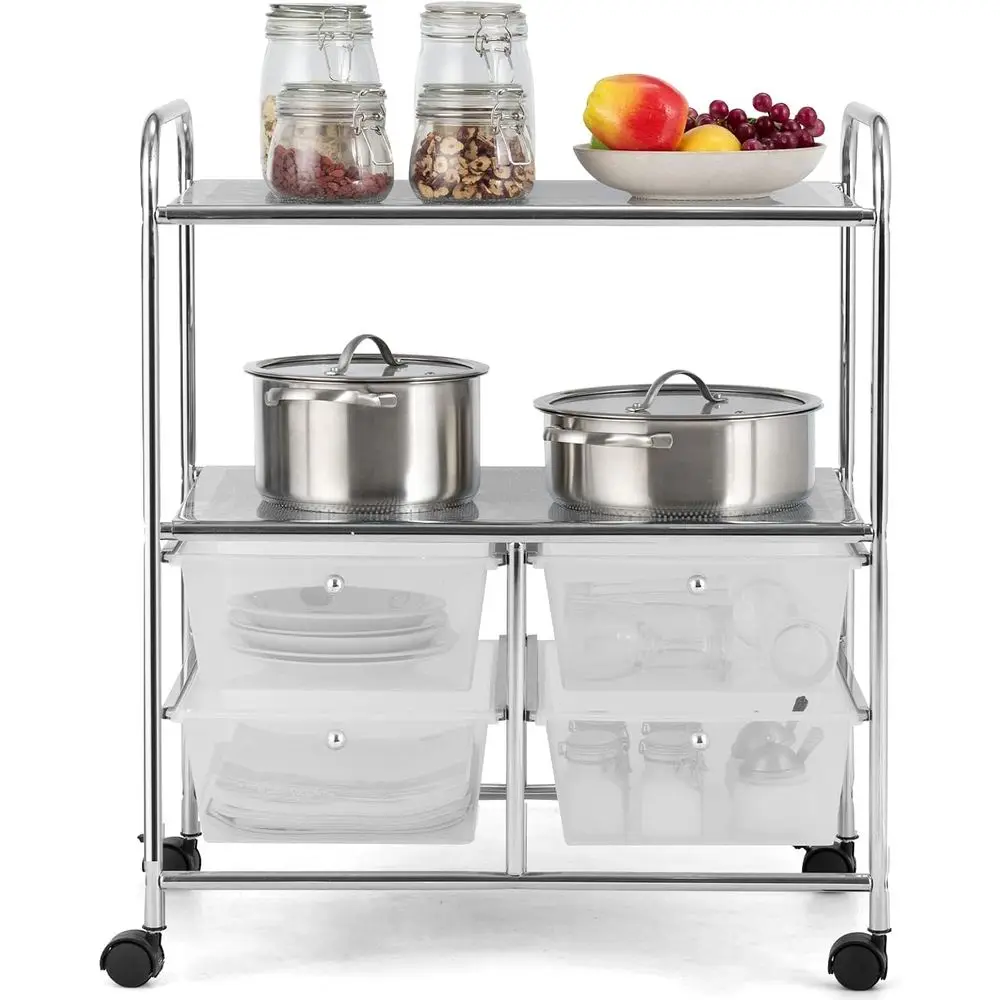 Mobile Storage Cart with Steel Frame and 360° Swivel Wheels for Living Room, Kitchen, Bathroom, and Office (Clear)
Mobile Storage Cart with Steel Frame and 360° Swivel Wheels for Living Room, Kitchen, Bathroom, and Office (Clear)
