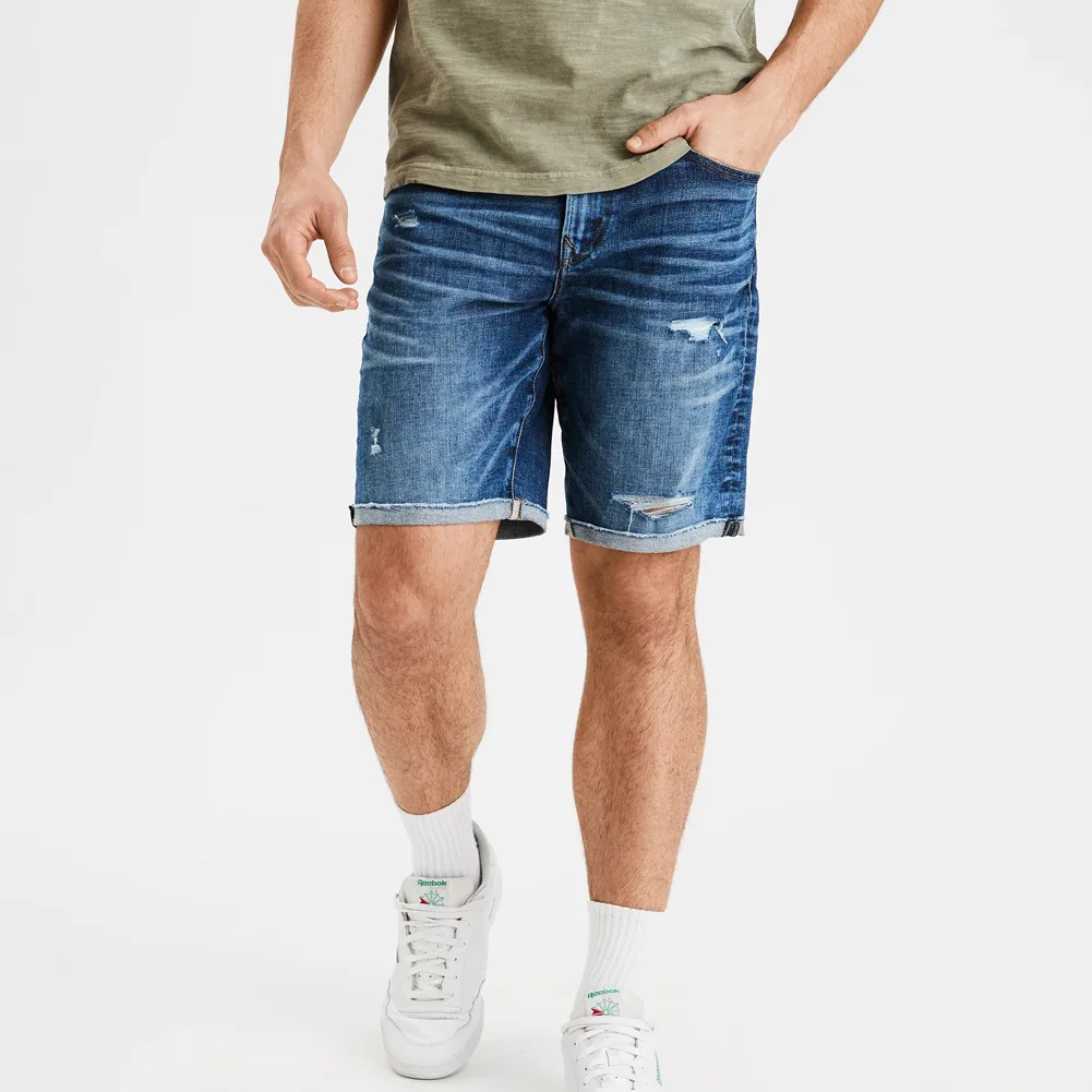 Summer New Fashion Men's Casual Trendy Washed Blue Skinny Holr Patched Knee Length Jeans Shorts American Elastic Denim Shorts
Summer New Fashion Men's Casual Trendy Washed Blue Skinny Holr Patched Knee Length Jeans Shorts American Elastic Denim Shorts