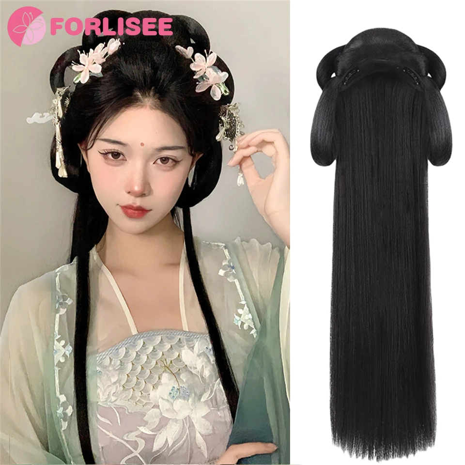 FORLISEE Synthetic Hanfu Wig Full Set Ancient Style Hairdo Bun Hair Pack Ming Dynasty Tang Style Horn Pad Hair Accessory
FORLISEE Synthetic Hanfu Wig Full Set Ancient Style Hairdo Bun Hair Pack Ming Dynasty Tang Style Horn Pad Hair Accessory