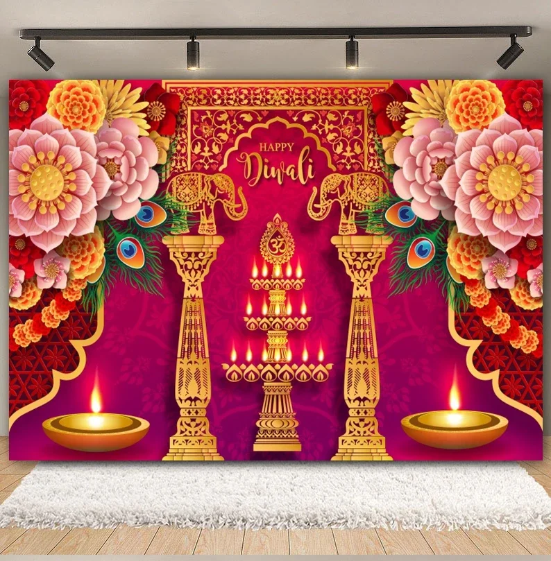 Happy Diwali Photography Backdrop Indian Diwali Tradition Deepavali Candle Marigold Wedding Birthday Background Photo Studio 
Happy Diwali Photography Backdrop Indian Diwali Tradition Deepavali Candle Marigold Wedding Birthday Background Photo Studio