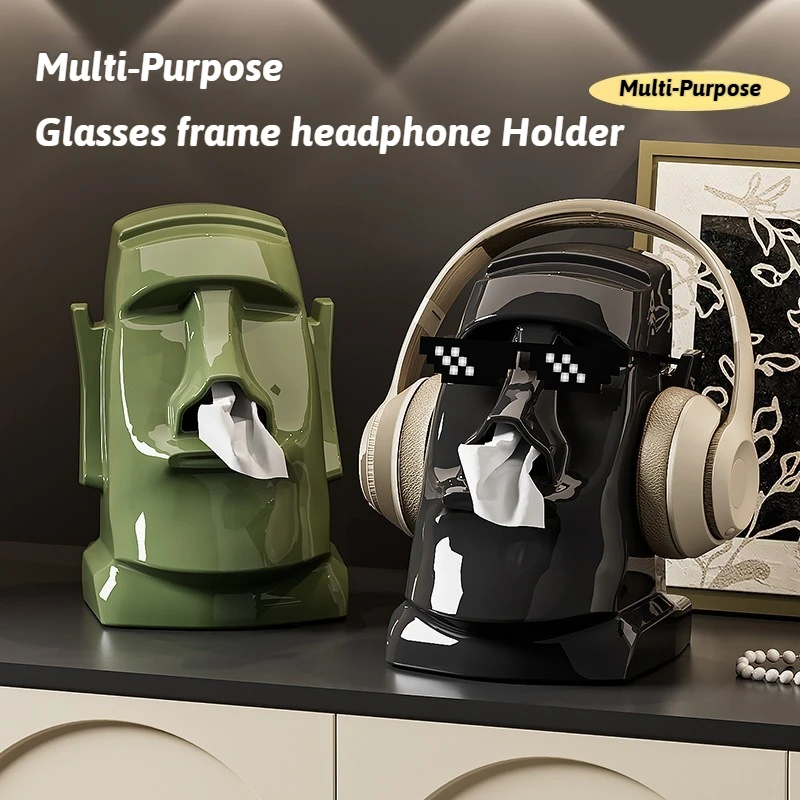 Glasses Earphone Storage Rack Multi-Function Desktop Storage Creative Moai Tissue Box for Bedroom or Office Table Decorative
Glasses Earphone Storage Rack Multi-Function Desktop Storage Creative Moai Tissue Box for Bedroom or Office Table Decorative