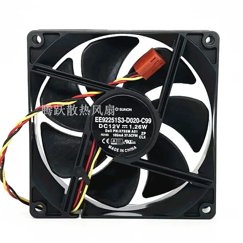 SUNON EE92251S3-D020-C99 DC 12V 1.26W 90x90x25mm 3-Wire Cooling Fan
SUNON EE92251S3-D020-C99 DC 12V 1.26W 90x90x25mm 3-Wire Cooling Fan
