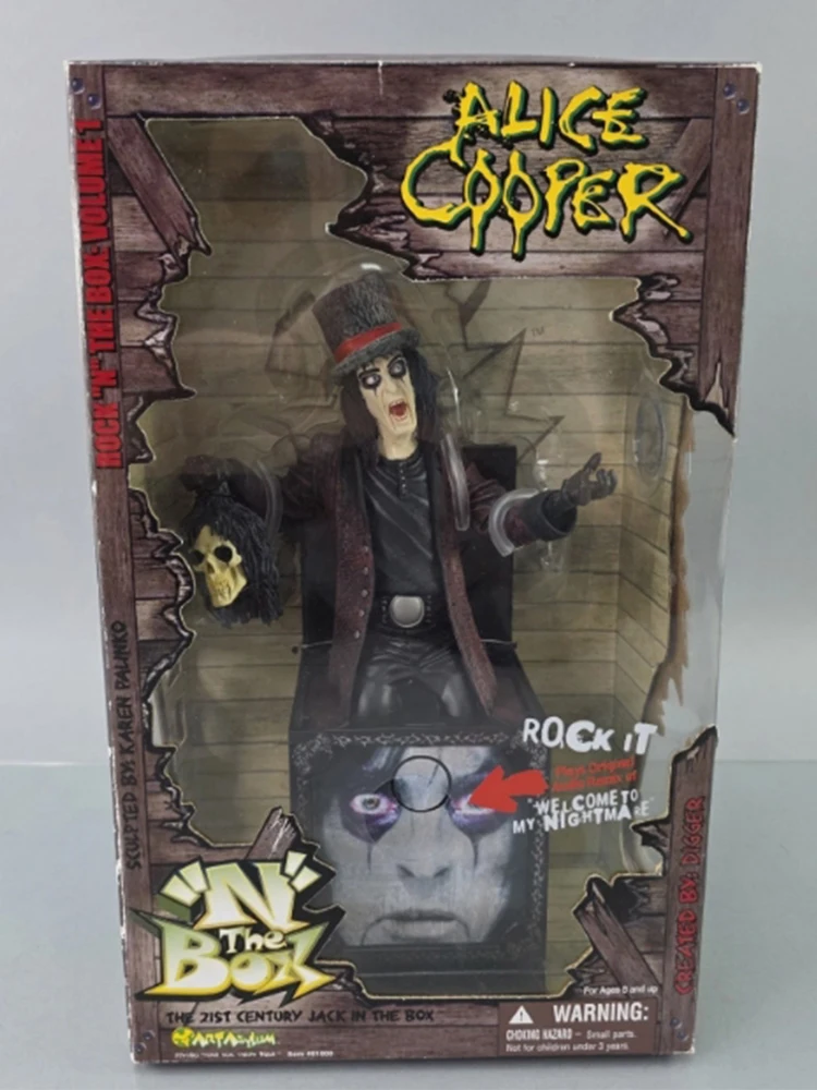Art Asylum Alice Cooper Action figures Jack In The Box Welcome To My Nightmare Music box Rare Collector’s Figure Halloween gift
Art Asylum Alice Cooper Action figures Jack In The Box Welcome To My Nightmare Music box Rare Collector’s Figure Halloween gift