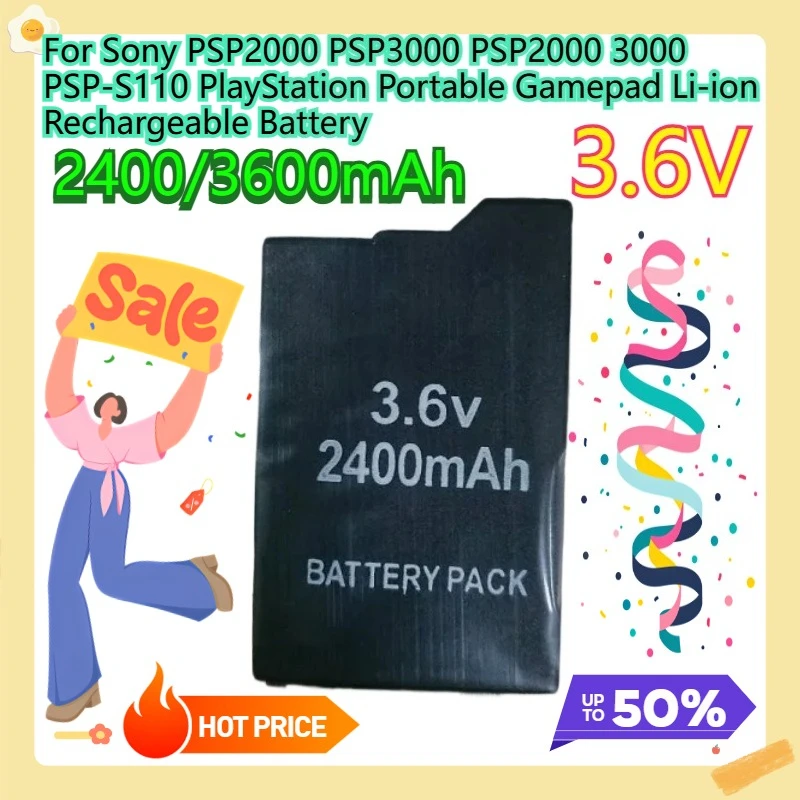 For Sony PSP2000 PSP3000 PSP2000 3000 PSP-S110 PlayStation Portable Gamepad Li-ion Rechargeable Battery 3.6V 2400mah
For Sony PSP2000 PSP3000 PSP2000 3000 PSP-S110 PlayStation Portable Gamepad Li-ion Rechargeable Battery 3.6V 2400mah