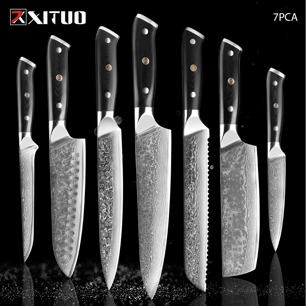 Professionals Damascus kitchen Knife 67 layers Damascus steel Chef knife Sharp Sankotu Cleaver Boning Fruit knife G10 handle
Professionals Damascus kitchen Knife 67 layers Damascus steel Chef knife Sharp Sankotu Cleaver Boning Fruit knife G10 handle