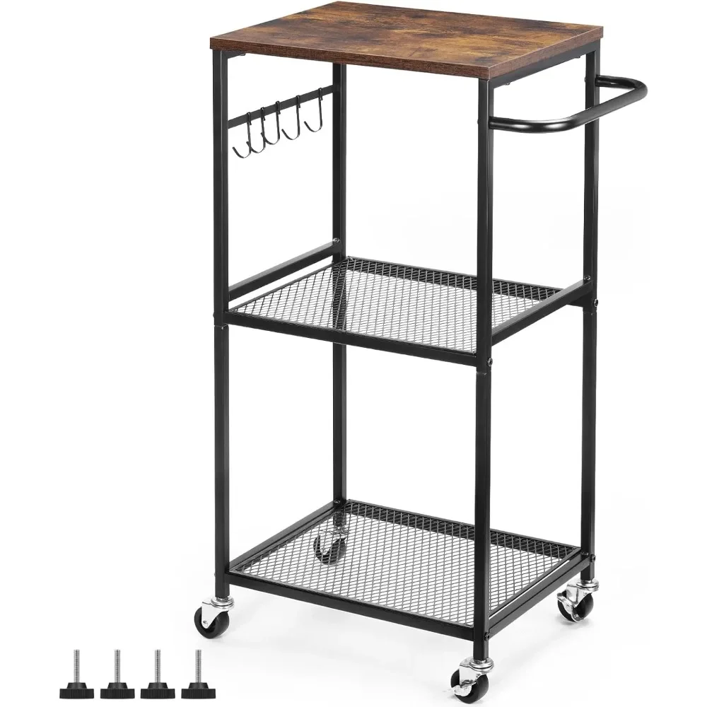 Kitchen Cart on Wheels, 3 Tier Mesh Utility Storage Cart, Wood Look Top and Metal Frame Rolling Pantry Cart for Kitchen
Kitchen Cart on Wheels, 3 Tier Mesh Utility Storage Cart, Wood Look Top and Metal Frame Rolling Pantry Cart for Kitchen