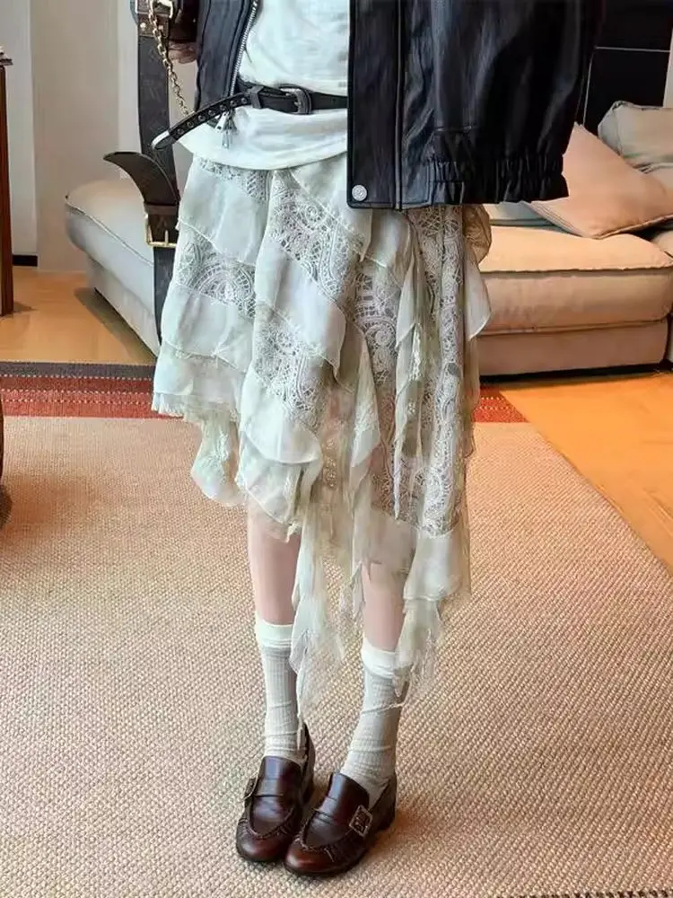 Retro Lace Asymmetrical Half Skirt Women's New Design Multi-layer Slanted High Waist Slimming Midi Skirt Spring 2026
Retro Lace Asymmetrical Half Skirt Women's New Design Multi-layer Slanted High Waist Slimming Midi Skirt Spring 2026