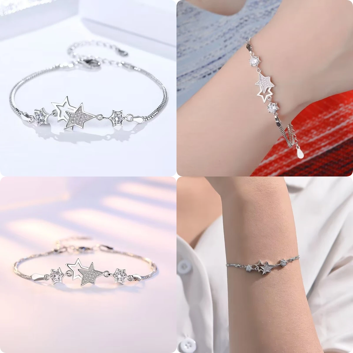 korean fashion 925 Sterling Silver luxury special Crystal Star Bracelets for Women Jewelry designer Party Wedding Accessories
korean fashion 925 Sterling Silver luxury special Crystal Star Bracelets for Women Jewelry designer Party Wedding Accessories